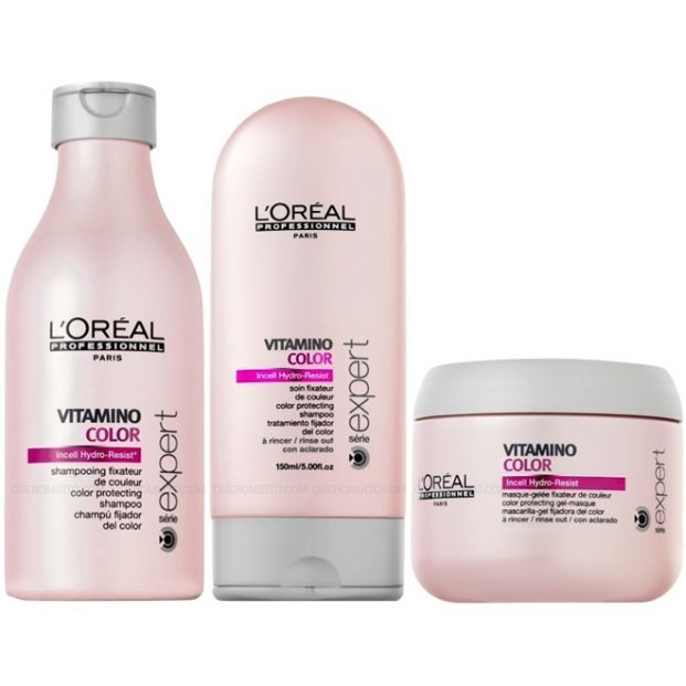 Loreal Expert Vitamino Color Kit Shampoo 250ml Condicionador 150ml e M scara de Tratamento 200ml  621x621 - Cabelos Coloridos Fantasia - Cuidados