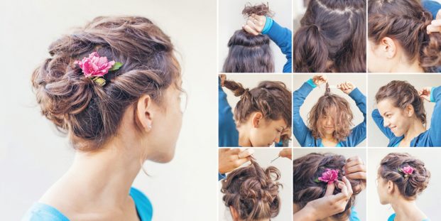 penteado para madrinha de casamento cabelos curto e cacheado