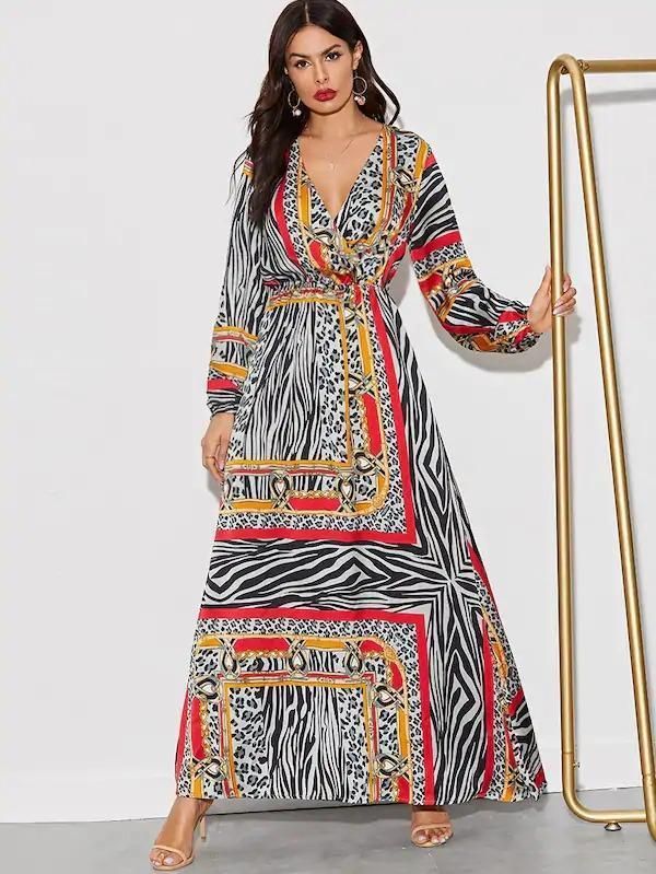 Graphic scarf print dress