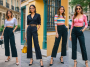 Looks modernos com calça preta e cropped, perfeitos para arrasar na moda.