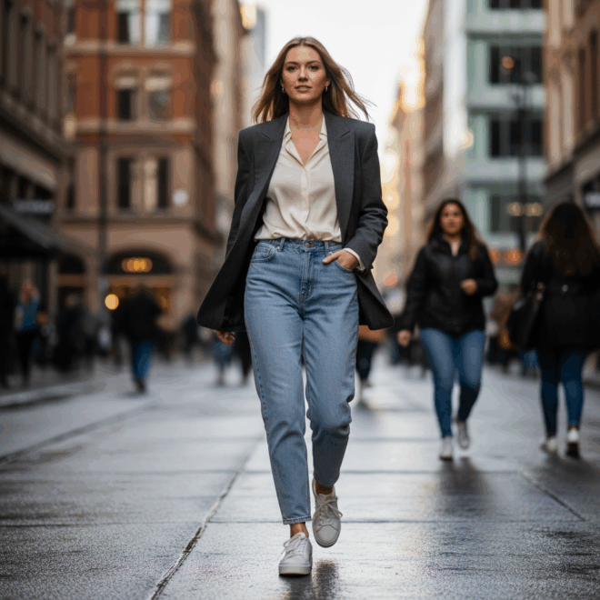Look 1: Casual Chic com Mom Jeans
