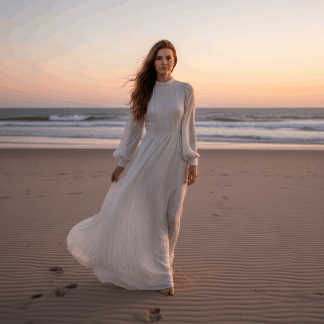 Look 1: Clássico Brilho Praiano