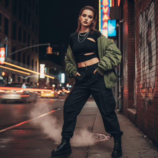 Look 2: Urbano Chic com Toque Ousado