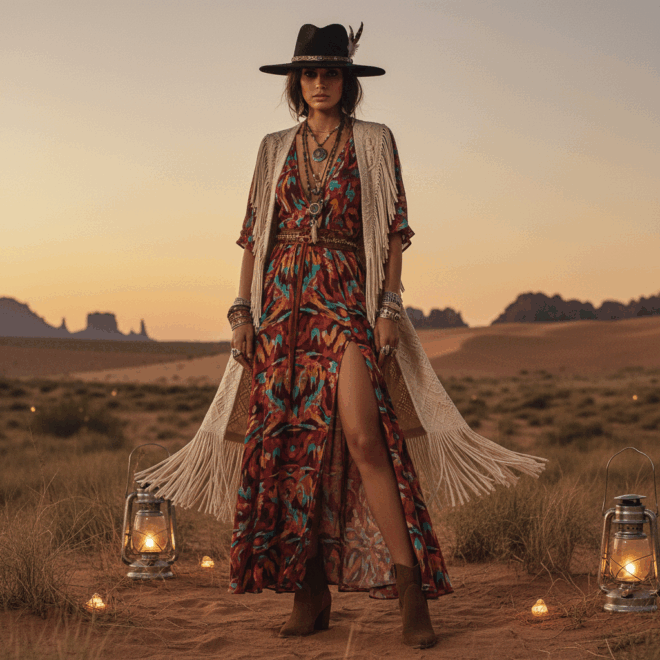 Look 4: Boho Noturno Moderno