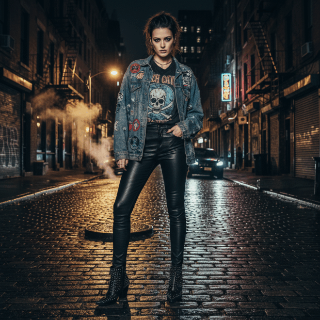 Look 5: Rocker Glam Noturno