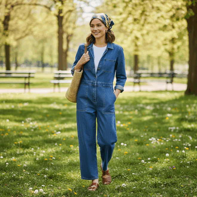 Look 6: Elegância Descontraída com Macacão Jeans