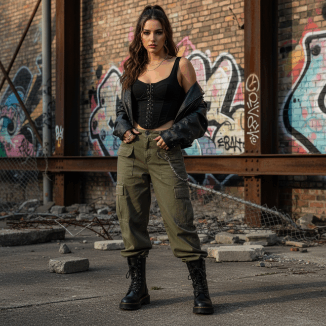 Look 7: Ousadia e Estilo com Calça Cargo Jeans