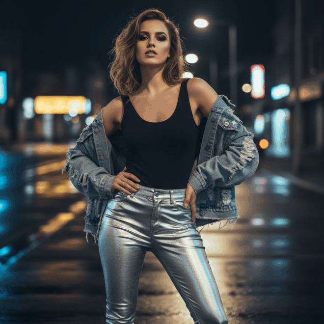 Look 7: Texturas e Destaque Metalizado