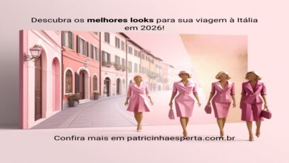 Mulheres elegantes em looks rosa caminhando em uma rua italiana.