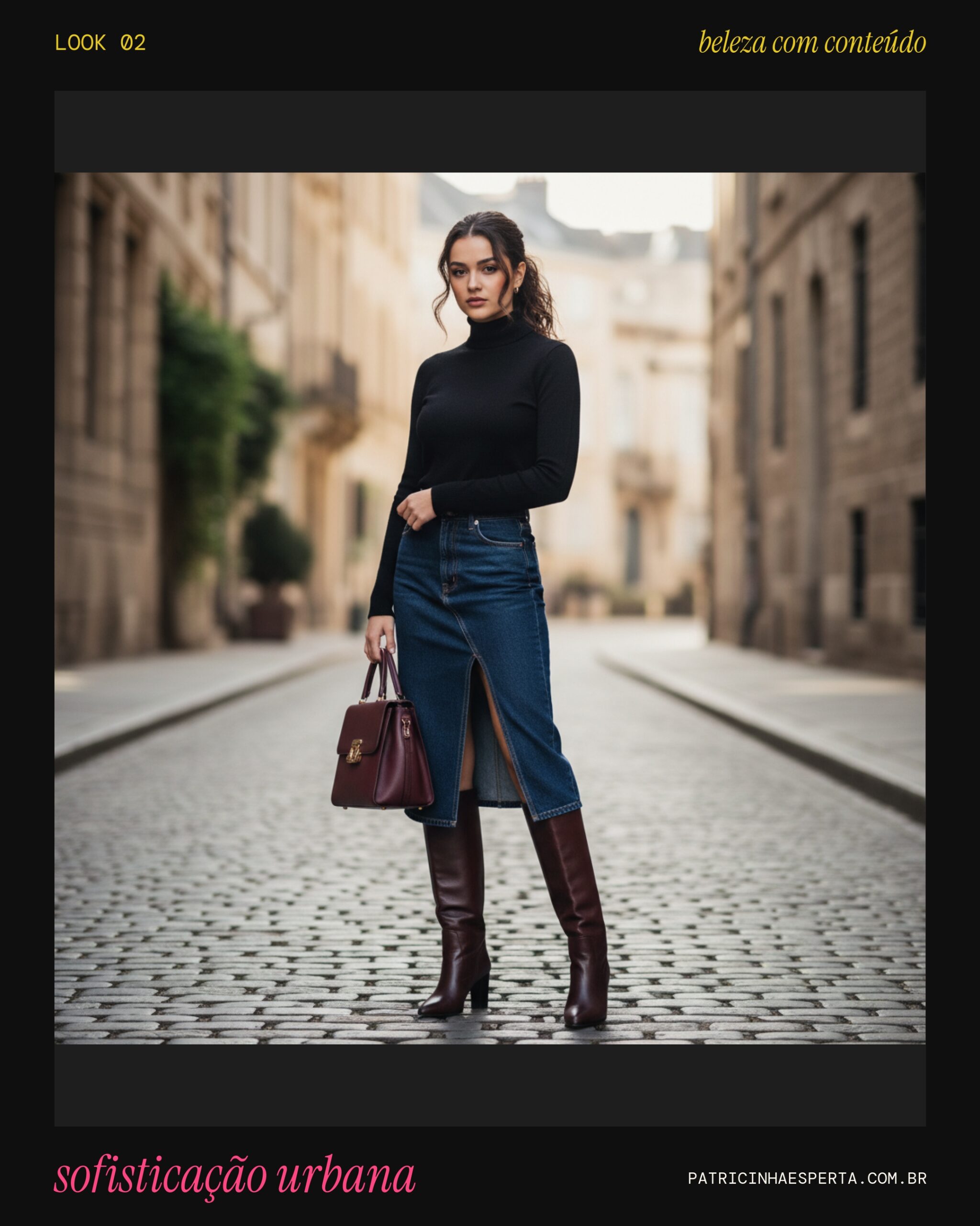 Look 2: Sofisticação Urbana com Saia Midi