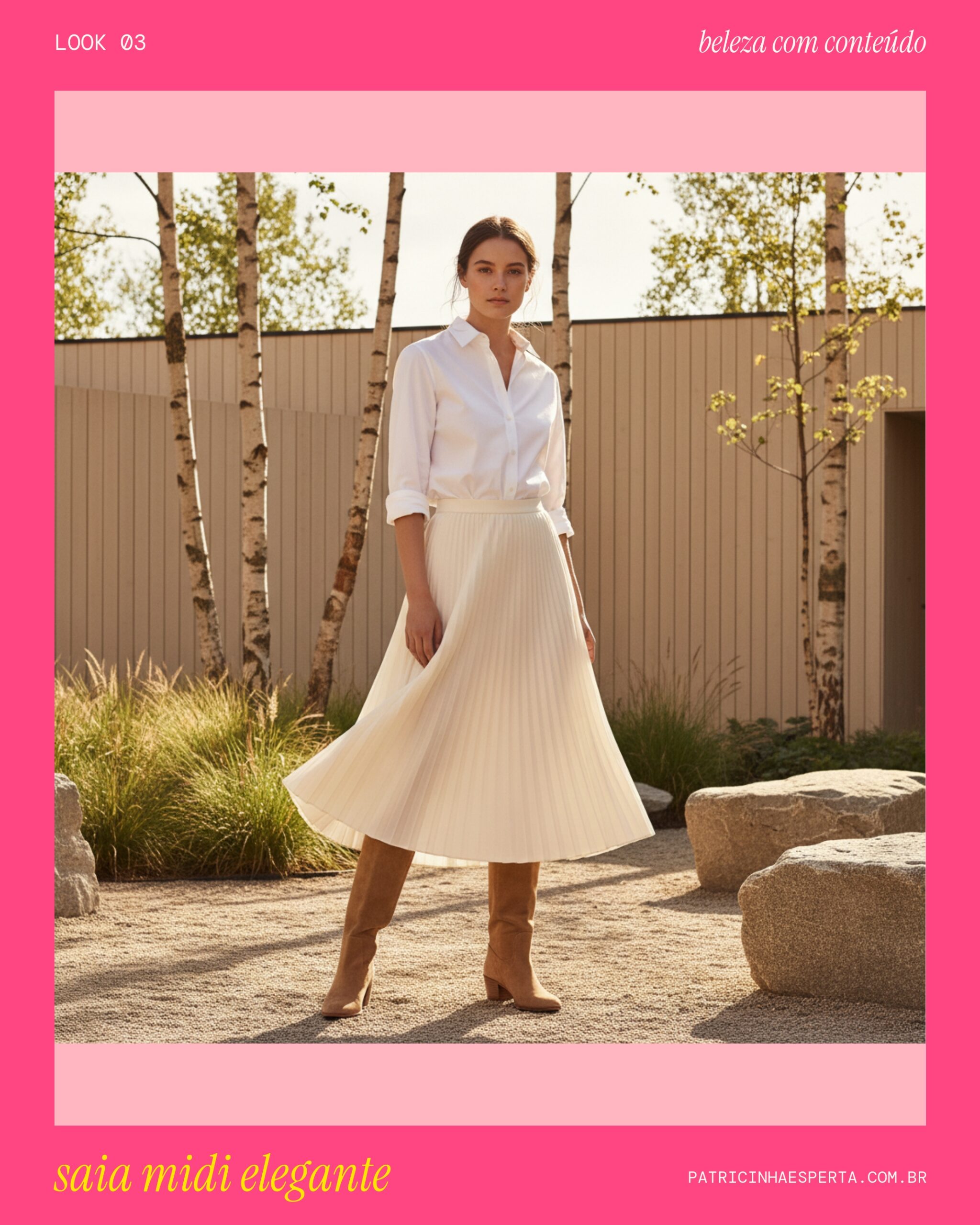 Look 3: Elegância Descontraída com Saia Midi