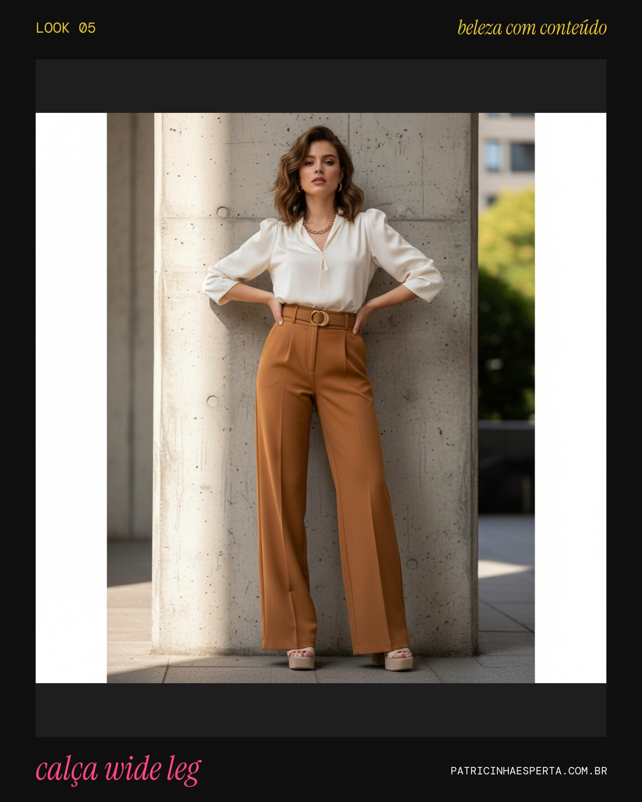 Calça Wide Leg com Salto