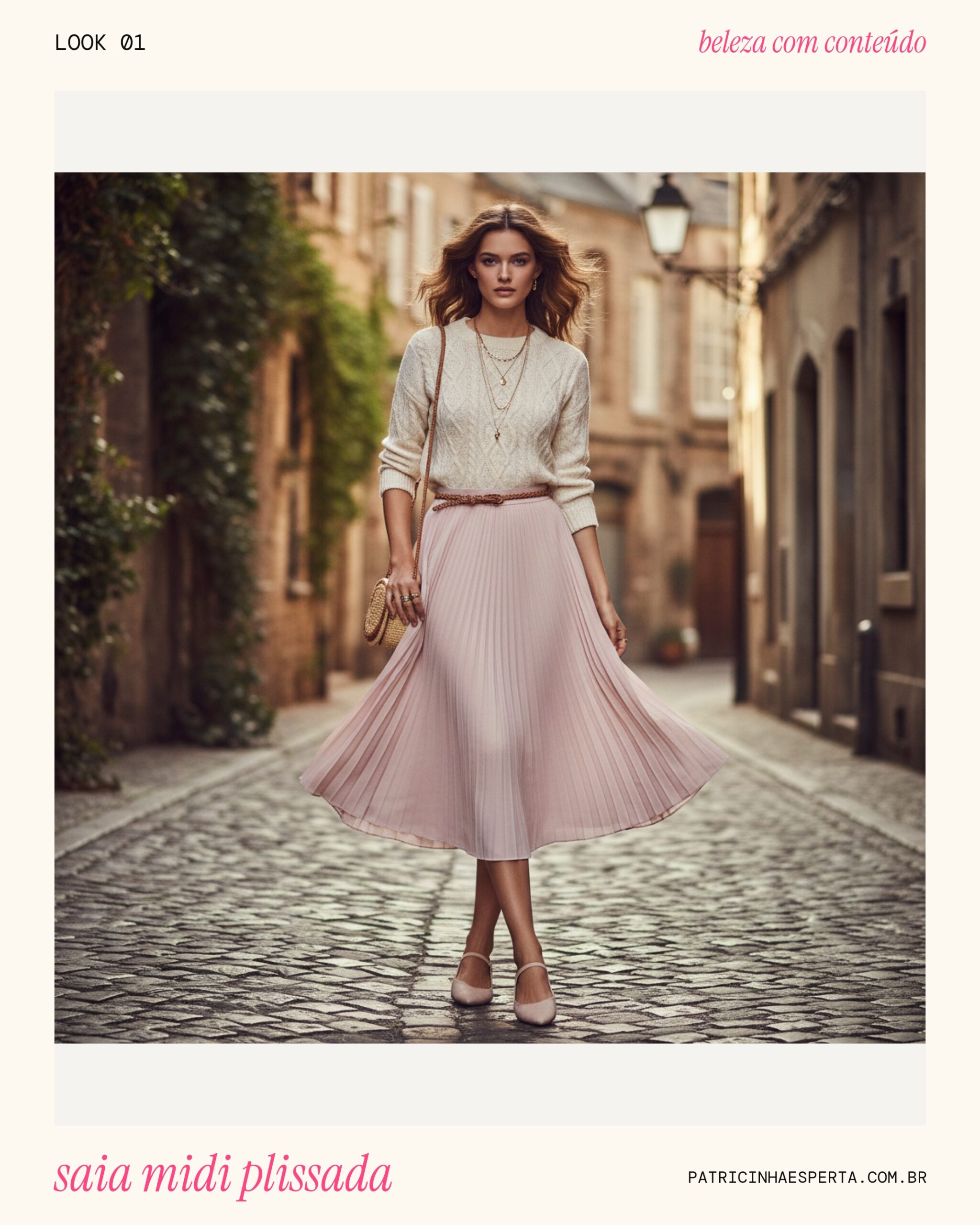 Saia Midi Plissada: Volume e Leveza