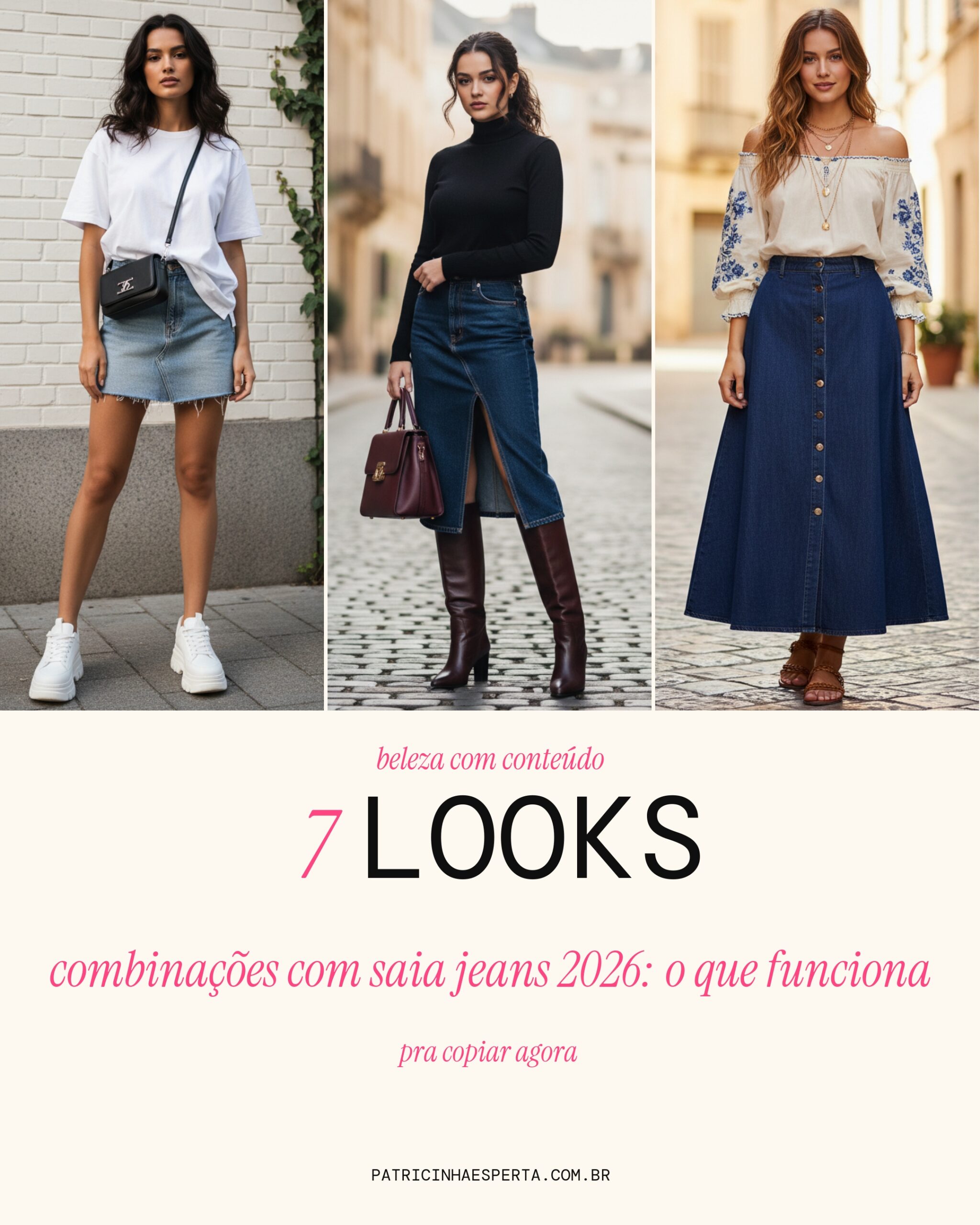 combinacoes com saia jeans 2026: o que funciona