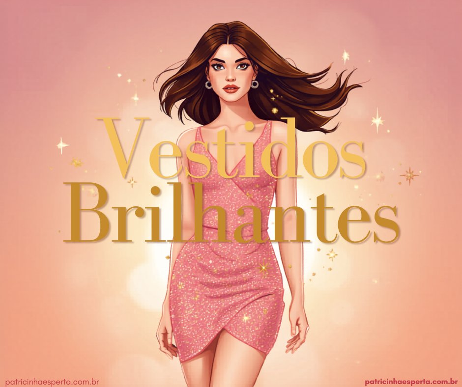 Ilustração de uma mulher usando um vestido brilhante em fundo suave.